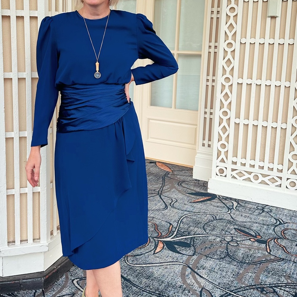 Vintage Nu Mode blue off to the races dress